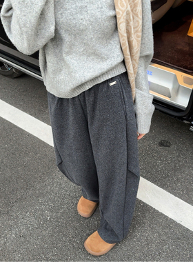 ASBR 原C【神裤】弧度松紧高腰香蕉裤女25冬新款显瘦绵羊毛休闲裤