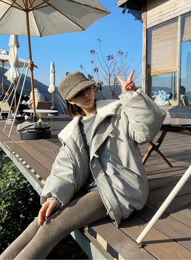 ASBR 原C！蛋白皮PU羊羔毛小飞侠羽绒服夹克外套25冬新款90白鹅绒