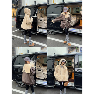 保暖时尚 正反两穿大翻领夹克连帽外套25冬新款 皮毛一体 原C ASBR