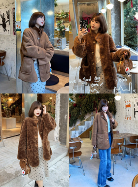 ASBR 原C【两面穿】澳洲进口100%羊毛麂皮毛一体外套25冬新款大衣