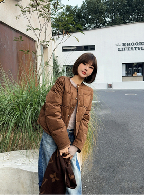 ASBR 原C料！美拉德巴恩风90白鸭绒短款羽绒服25冬新复古保暖外套