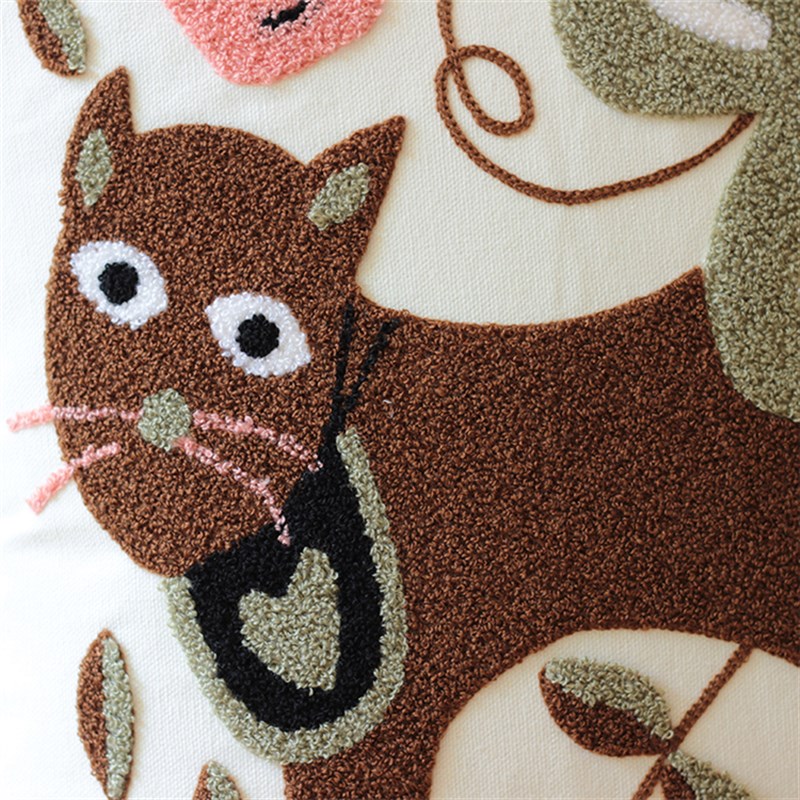 文艺可爱卡通客厅沙发靠垫抱枕 美式乡村鲁绣靠枕办公室座椅靠垫