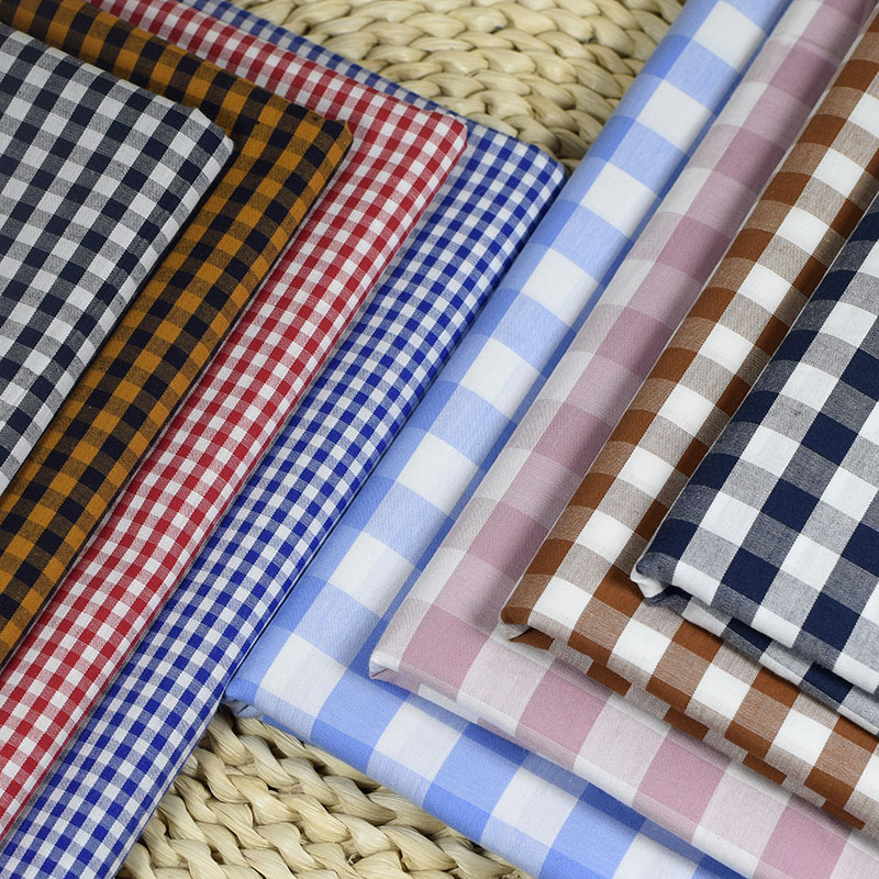 红白黑白朝阳色织格子布料 衬衫连衣裙套装桌布抱枕面料