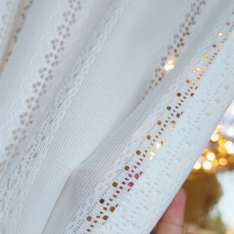 拾光韩式纱帘飘窗窗帘卧室客厅阳台小窗户短门帘镂空隔热防晒白纱