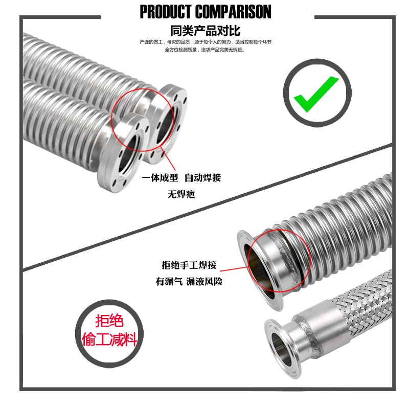 304/316不锈钢CF高真空波纹管CF16/25/35/50/80 柔性软管非标定制