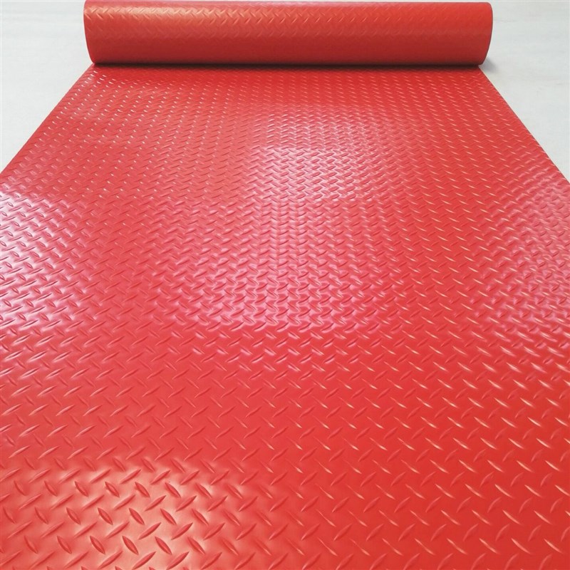 牛津加厚熟胶PVC防滑垫塑料橡胶耐磨地垫钢板纹地垫工厂地板卷材