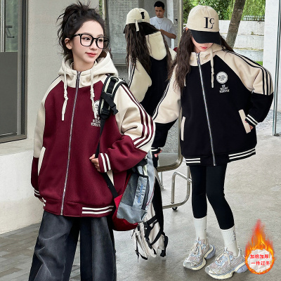 女童棒球服外套秋冬2025儿童上衣