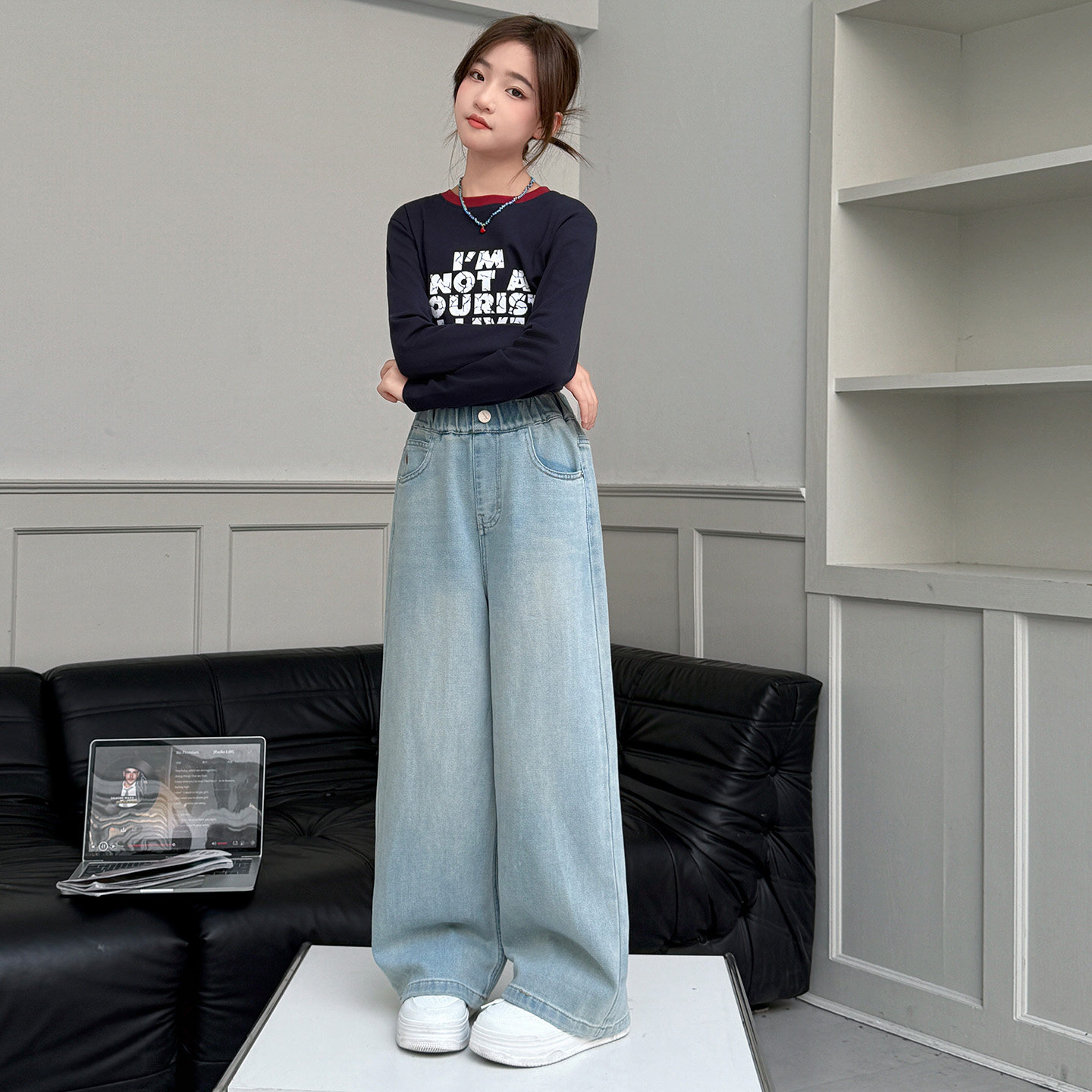 女童牛仔阔腿裤春秋2026新款大童女学生牛仔直筒裤儿童女孩裤子春,童装/婴儿装/亲子装,裤子,淘宝优惠券,粉丝福利购,淘宝优惠卷