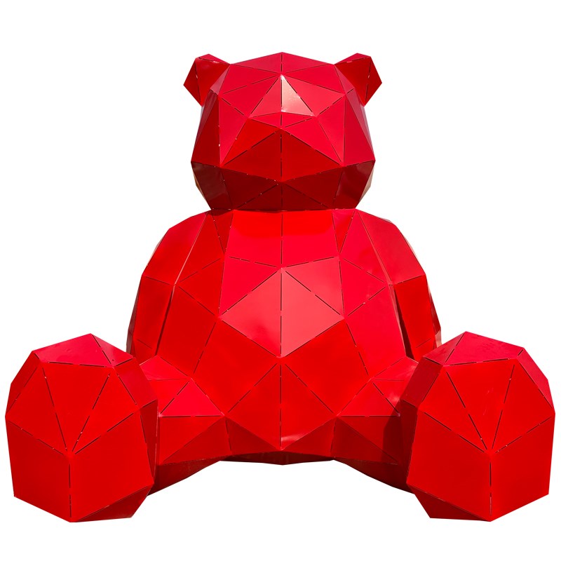 户外大型不锈钢卡通几何切面熊雕塑售楼部公园商业街美陈装饰摆件