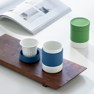 原初格物悦杯办公室泡茶杯茶水分离快客杯旅行茶具便携式陶瓷水杯