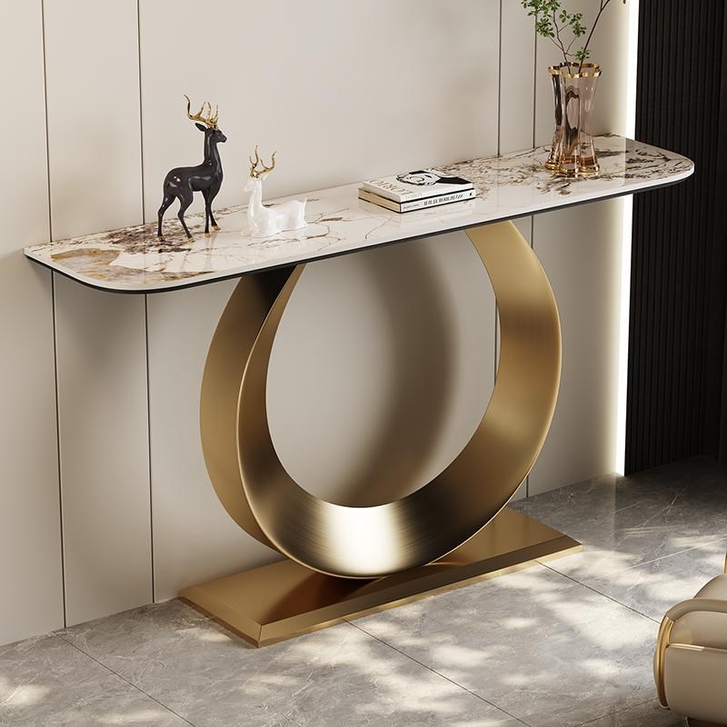 意式轻奢入户玄关桌靠墙岩板玄关台设计感进门走廊案条几装饰桌子