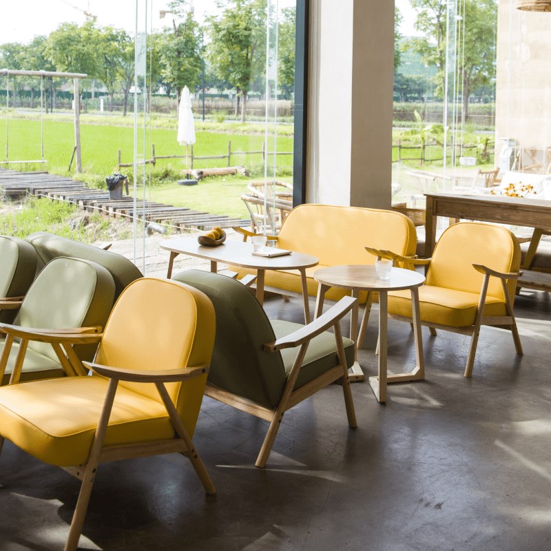 咖啡厅桌椅组合网红奶茶店实木沙发餐厅休息区接待休闲洽谈卡座