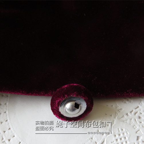 高端黑色驼色金丝绒法兰绒毛绒布包扣蘑菇扣半圆形扣半球钮扣子绿