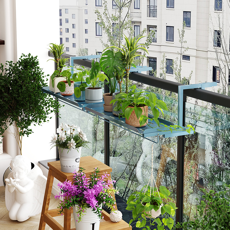 阳台护栏花架铁艺挂式花盆架阳台栏杆悬挂置物架窗台植物放置架子