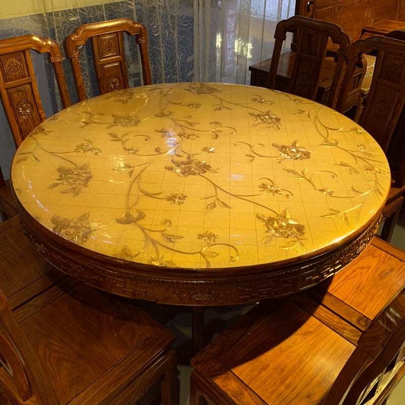 酒店大圆桌桌布pvc防水防油防烫免洗伸缩折叠圆形桌垫软塑料玻璃