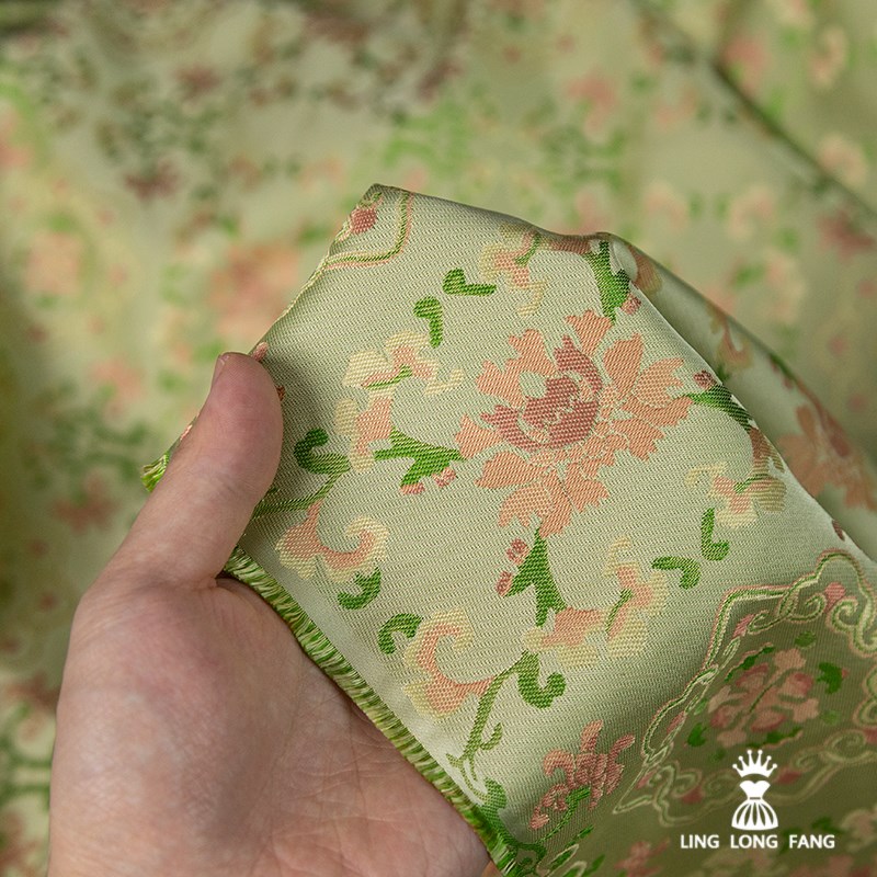 仿宋锦缎布料新中式织锦缎国风汉服裙提花马甲外套设计师服装面料