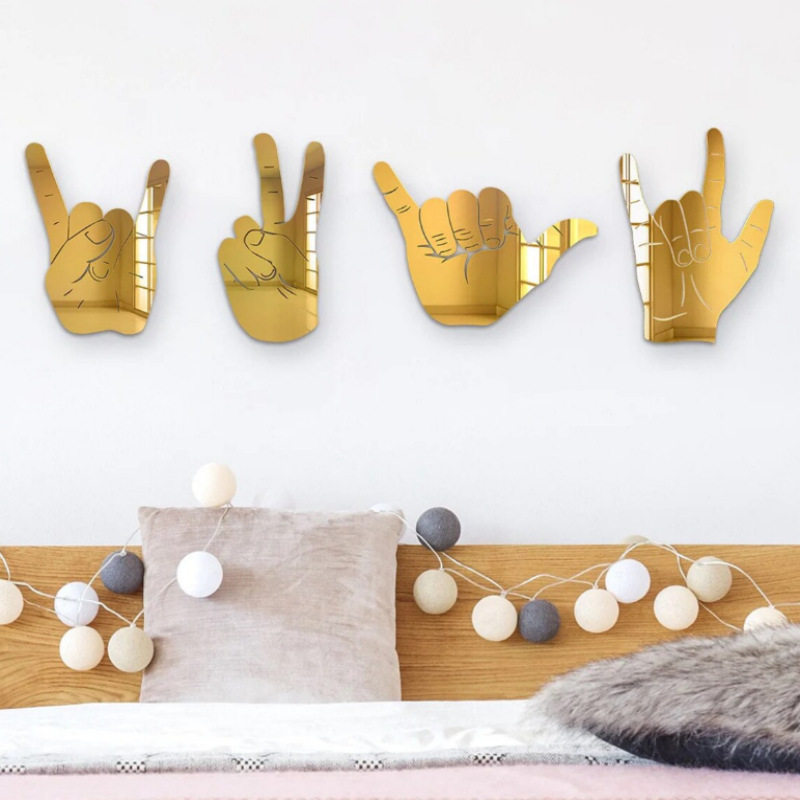Fun Mirrored Wall Signs有趣的手势亚克力镜面贴家居装饰墙贴