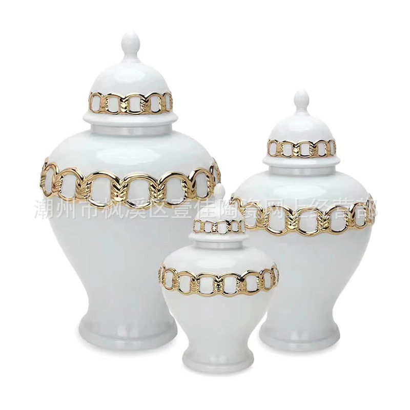 轻奢电镀陶瓷将军瓶客厅玄关酒店样板房家居摆件花瓶,模玩/动漫/周边/娃圈三坑/桌游,文化/体育周边,淘宝优惠券,粉丝福利购,淘宝优惠卷