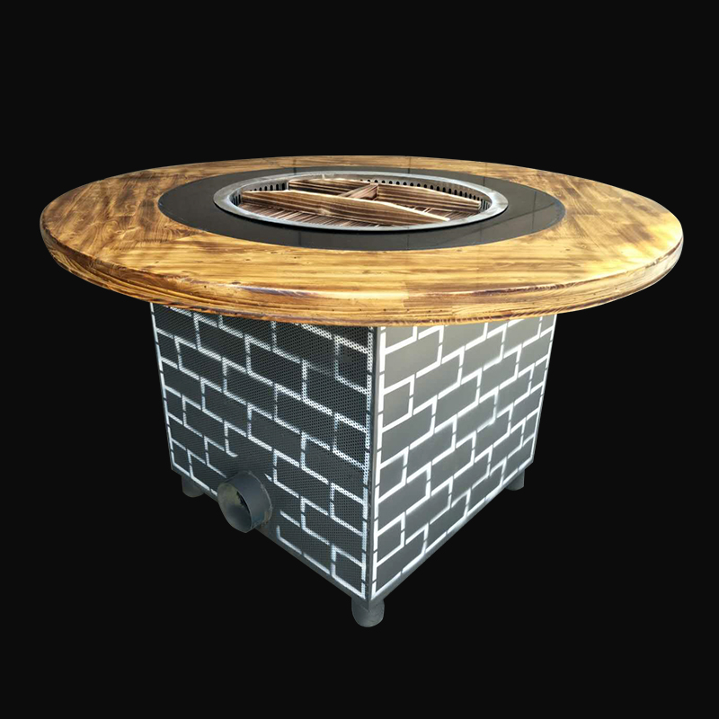 柴火鸡灶台大锅台自吸式电陶炉餐桌商用地锅电陶炉火锅桌可贴饼