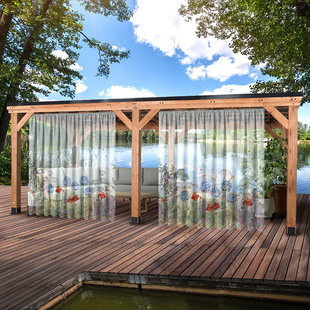 饰穿杆窗纱 打印厂家直销卧室客厅装 1pc新款 花卉图案窗纱3D数码