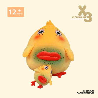 X3COMMUNE 搞笑抽象小烧鸡柯曼尼奇越狱兔搞怪毛绒玩偶小黄鸡抱枕