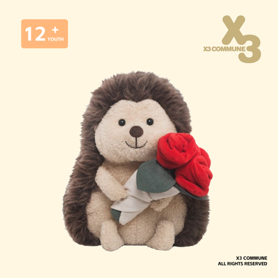 X3COMMUNE 玫瑰刺猬毛绒玩具学生陪伴抱睡觉娃娃情侣节日礼物玩偶