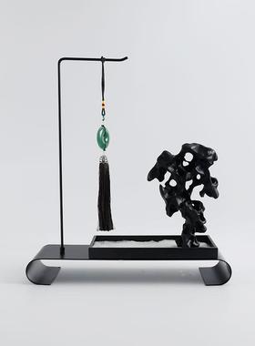 禅意水晶假山玉佩新中式酒店玄关摆件书房茶室客厅茶几室内装饰品