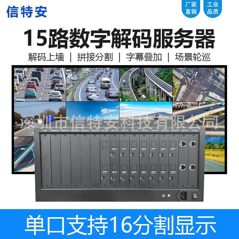 15路清网络解码矩阵兼容海康大华h265/H264数字视频监控解码器