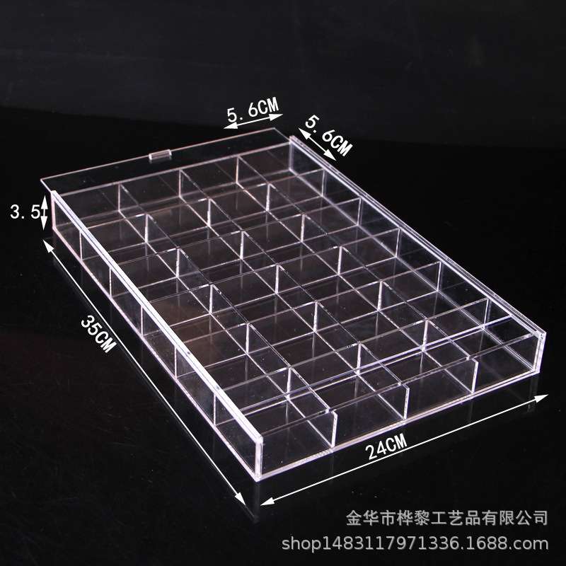带盖亚克力格盘30格收纳盒首饰盒托盘珠宝盘展示道具散珠架串珠盘