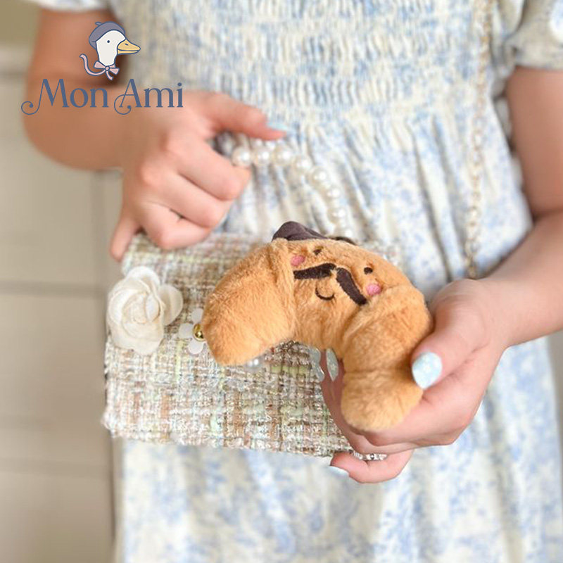 【直播秒杀】美国monami莫奈美牛角面包先生毛绒玩具玩偶钥匙挂件