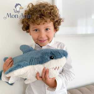 美国monami莫奈美鲨鱼伯尼毛绒玩具安抚宝宝抱枕玩偶年货节礼物