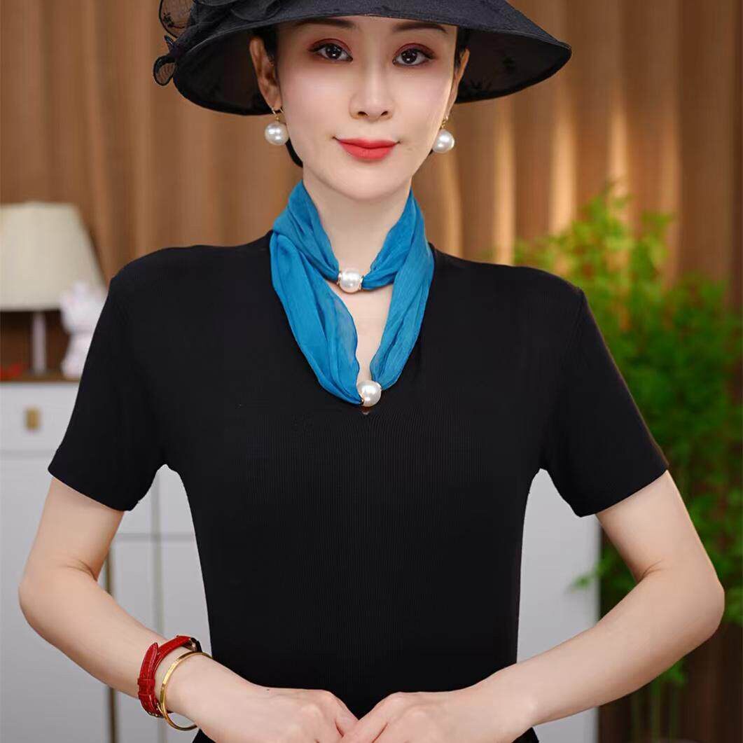 春夏韩版珍珠磁扣琉璃纱丝巾