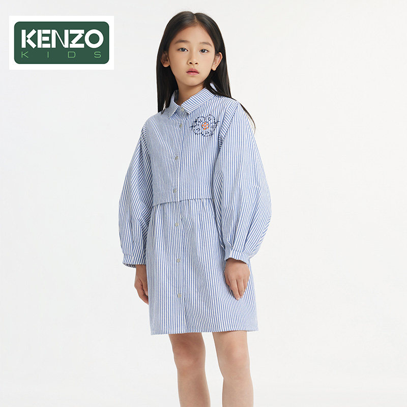 【季末特惠】 KENZO KIDS童装女童春秋衬衫条纹连衣裙K61336