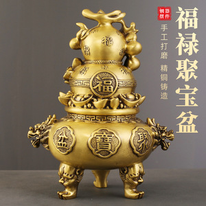 纯铜福禄聚宝盆高档次摆件