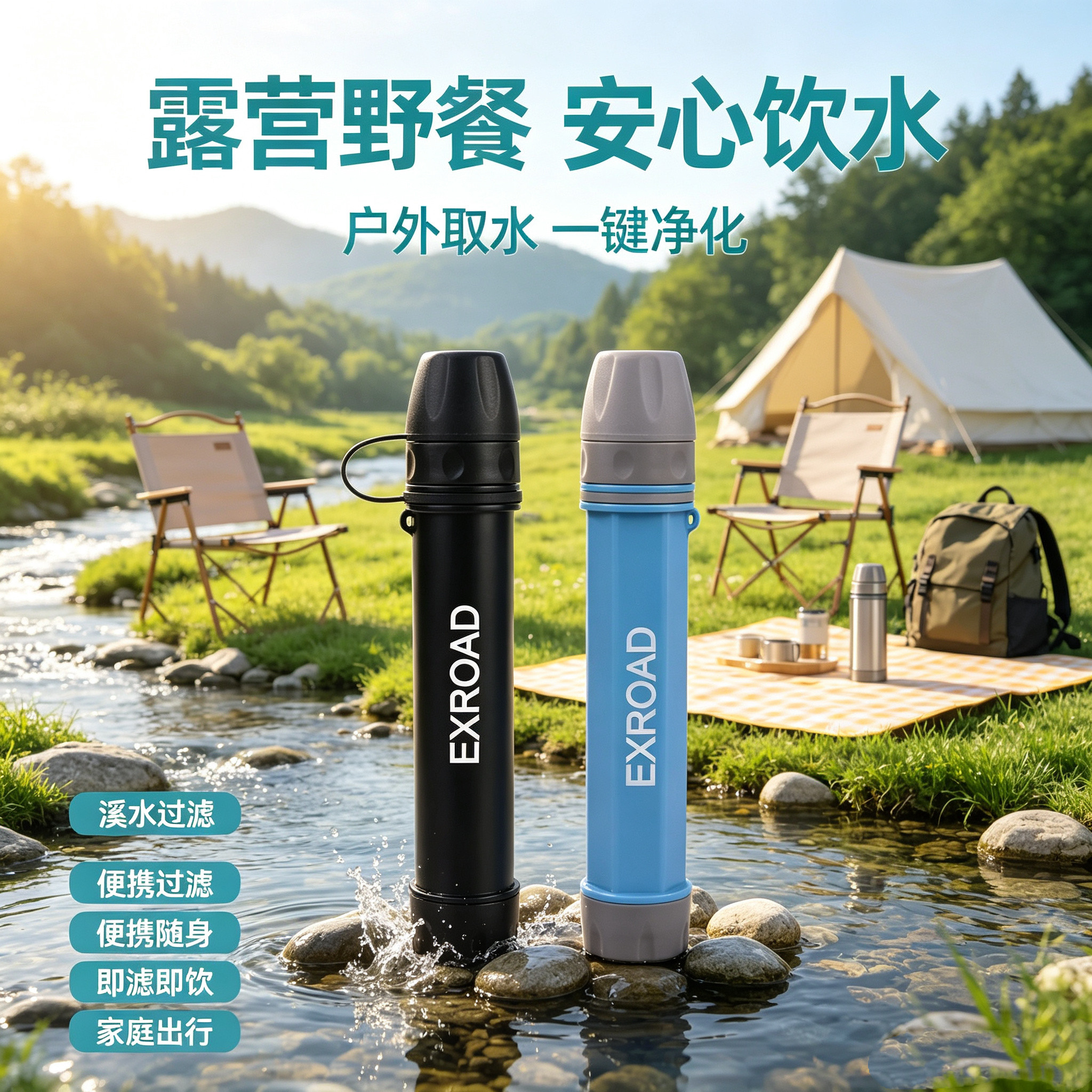 野外户外便携式净水器净水吸管滤水野营用品过滤器应急装备