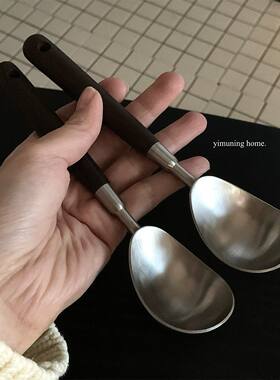 夏季吃西瓜不锈钢胡桃木挖球勺