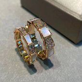 轻奢白贝母戒指女小众设计18K玫瑰金高级感镶钻网红时尚 蛇骨指环