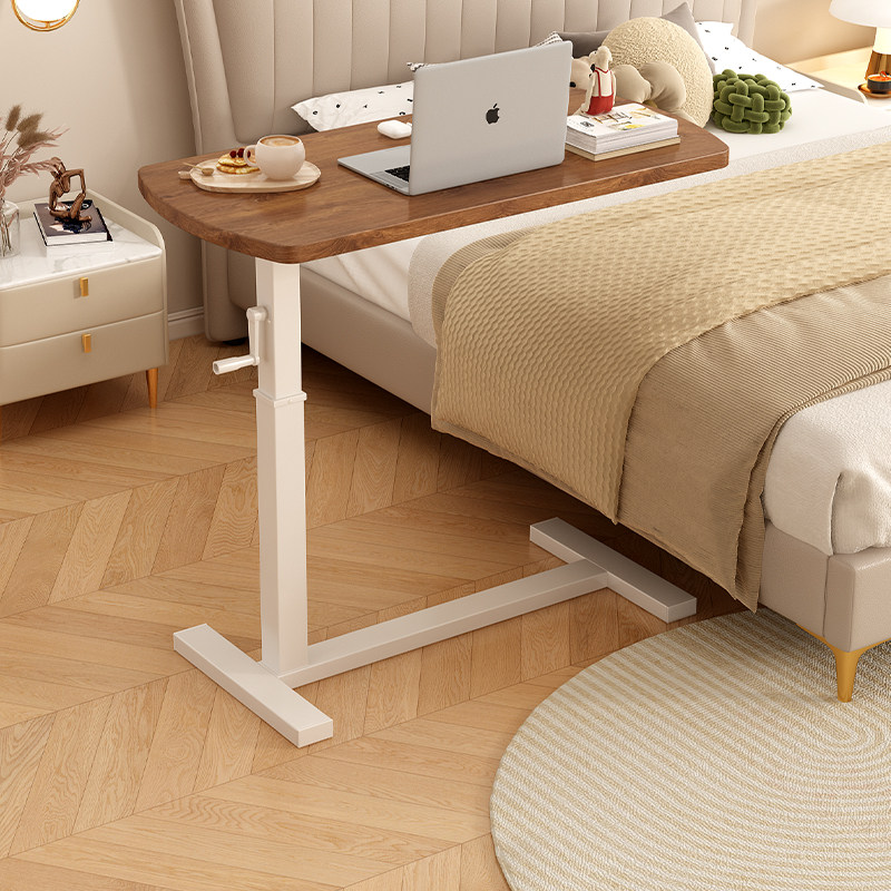 床边桌可移动桌子手摇升降桌家用办公书桌电脑桌沙发桌实木折叠桌