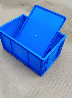 600*400*280MM配套带盖塑料eu箱PP抗冲击周转箱蓝色带盖中转箱