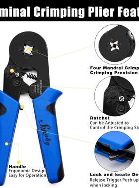 Sopoby 套圈压接工具套件 AWG 28-8 自调节套圈压接器套件,带 120