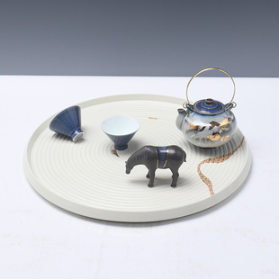 现代下叠茶盘组合摆件售楼处样板房书房客厅茶室茶桌桌电视柜装 饰