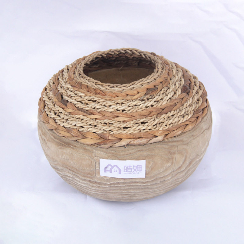 厂家销售手工编织原木工艺花瓶花桶田园温馨民宿酒店装饰品,模玩/动漫/周边/娃圈三坑/桌游,文化/体育周边,淘宝优惠券,粉丝福利购,淘宝优惠卷