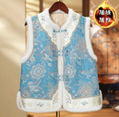 2025冬装 新中式 国风加厚马甲女复古盘扣刺绣背心坎肩外套