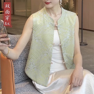 双面穿2025年春新时尚 显瘦立领上衣 洋气百搭纯色马甲女中年妈妈装