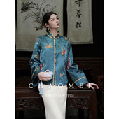 蓝韵传 新中式 妈妈装 年终特惠 刺绣羽绒服外套半裙套装