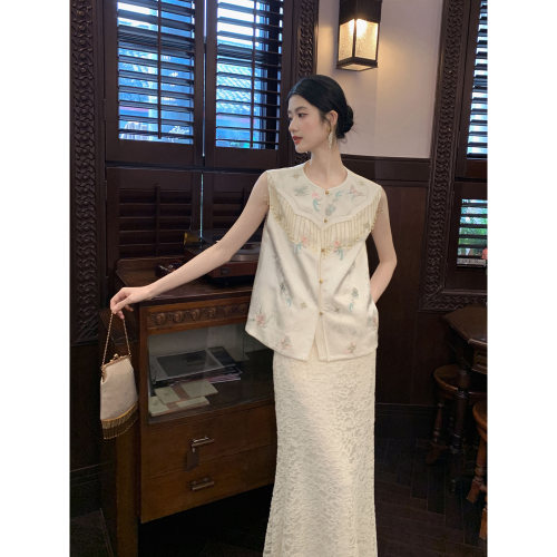MOPASSANT【琼花宴】新中式夏季刺绣马甲半身裙汉服套装