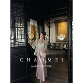 年终特惠 奶柔绣花蕾丝上衣缎面吊带连衣裙套装 映蝶 新中式