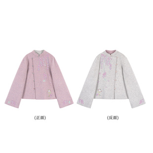 【紫璎珞】冯（CHAOMEI 新中式双面可穿100绵羊毛刺绣双面呢套装