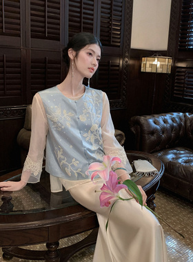 MOPASSANT【清波影】新中式清冷风套装三件套汉服套装