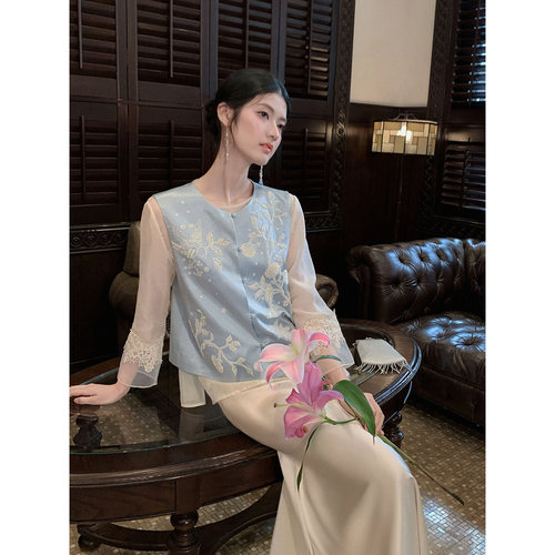 年中清仓【清波影】新中式清冷风套装三件套汉服套装